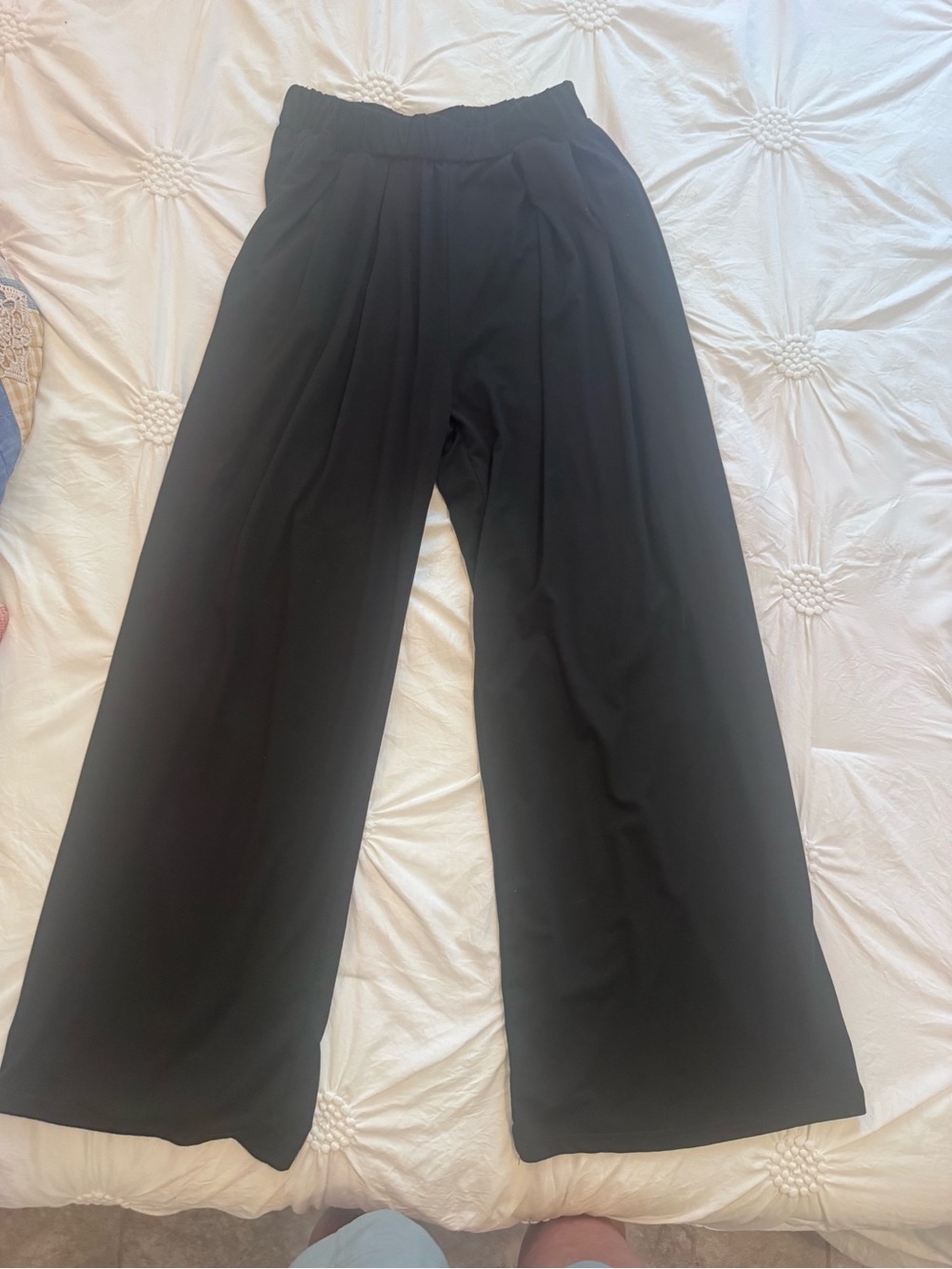 High-Waisted Wide Leg Black Casual Pants
